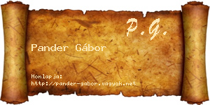 Pander Gábor névjegykártya